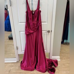 Chic Burgundy Satin Prom Dress